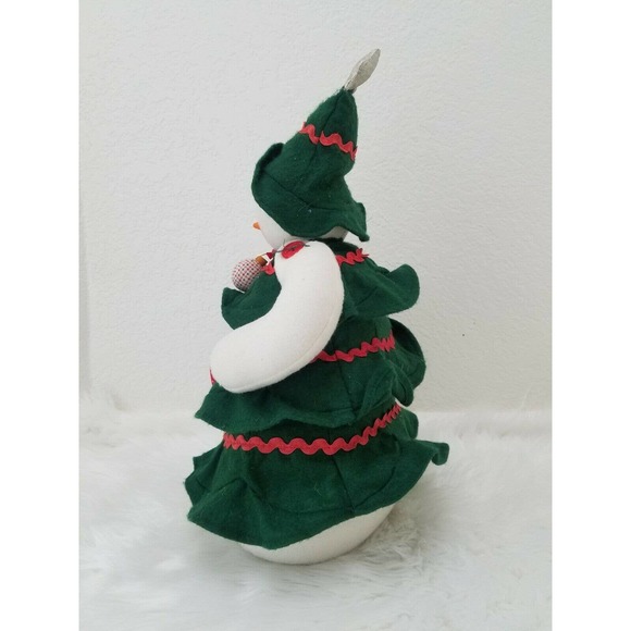 Terry's Village Snowman Wrapped in Christmas Tree Plush Bean Bottom Free Stand - Picture 4 of 9